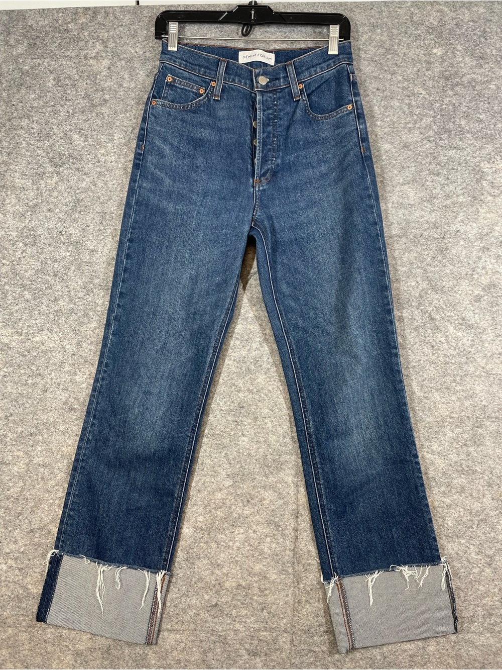 Denim Forum Arlo Hi-Rise Cuff Jeans Blue Size 26 Straight Leg Aritzia Denim